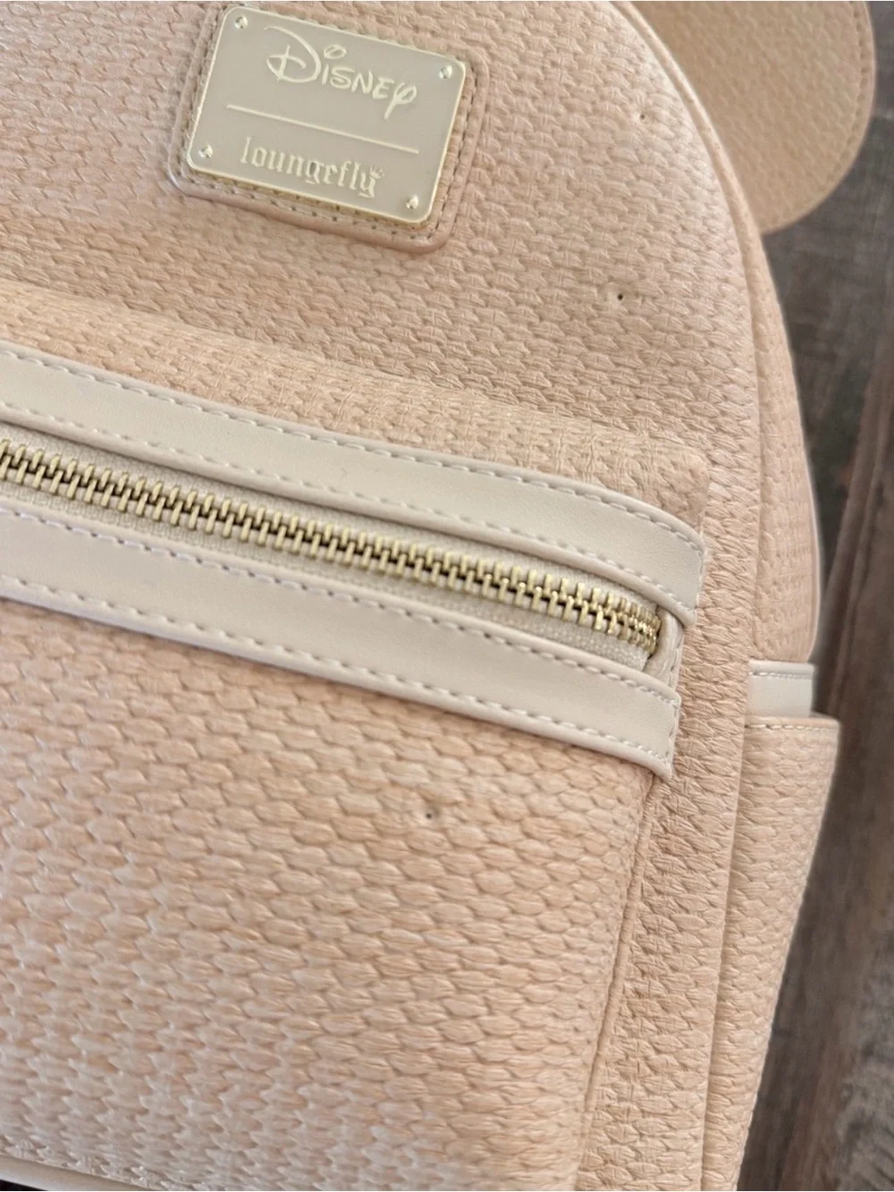 Disney Loungefly Woven Texture Backpack with Mickey Ears